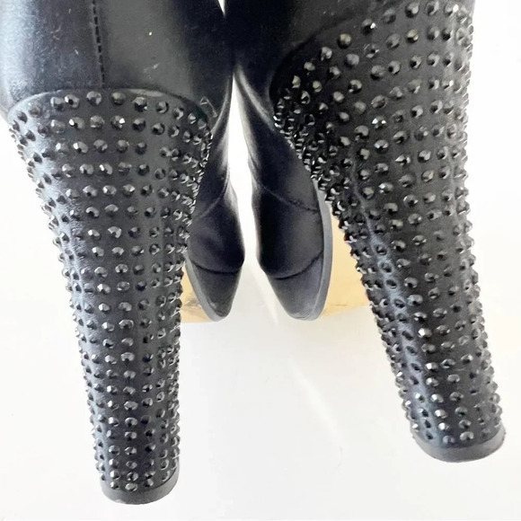 Michael Michael Kors Black Satin Peep Toe Platform Heels Size 8 Pleasers Studded - Picture 10 of 13